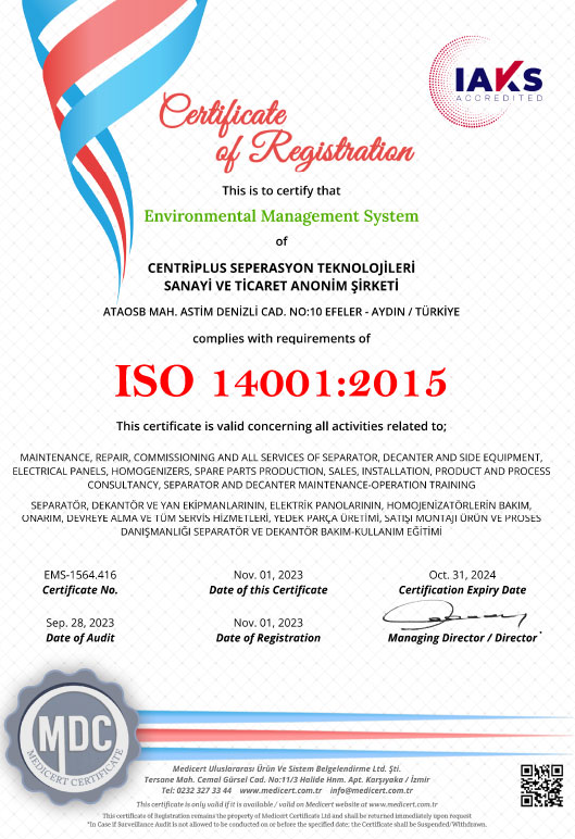 certificate iso 14001